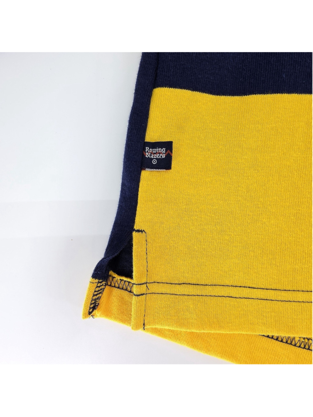 Rowing Blazers Rugby Shirt Womens 2X Yellow Navy Stripe Cropped Prep - Picture 9 of 16